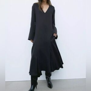 Black Lyocell-blend satin Maxi dress SZ M